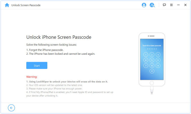 select unlock screen passcode