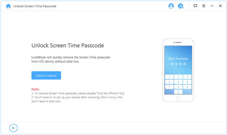 start to Unlock Screen Time Passcode