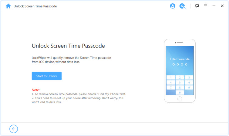 how to bypass screen time passcode as a kid via lockwiper start to unlock