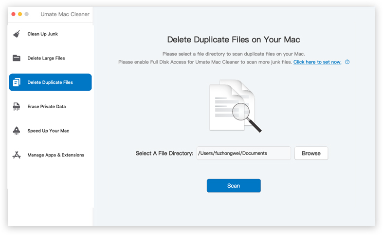 umate mac cleaner delete duplicate feature