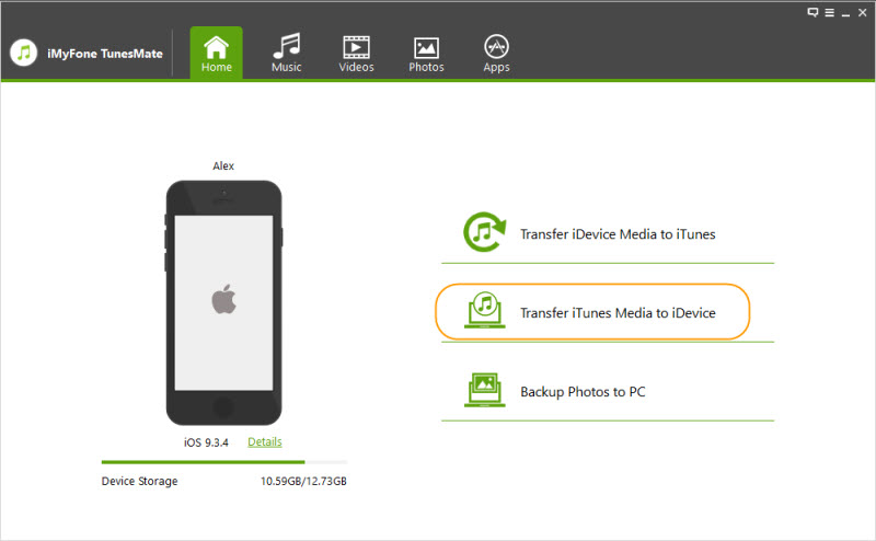 TunesMate Transfer iTunes musice to iDevice