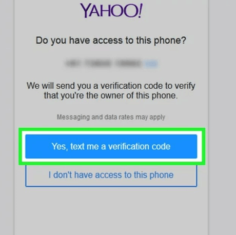yahoo verification code