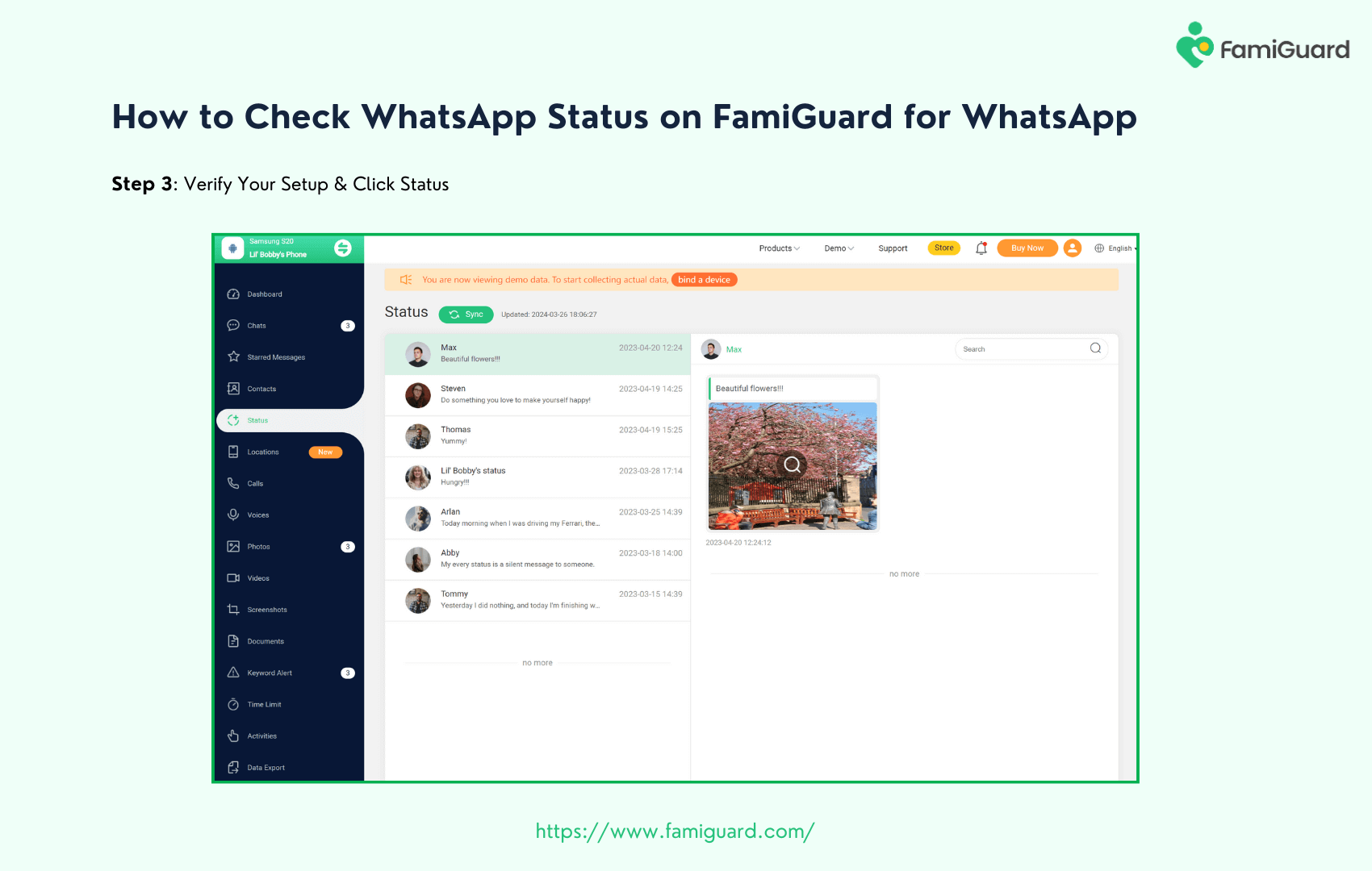 How to Check WhatsApp Status on FamiGuard for WhatsApp