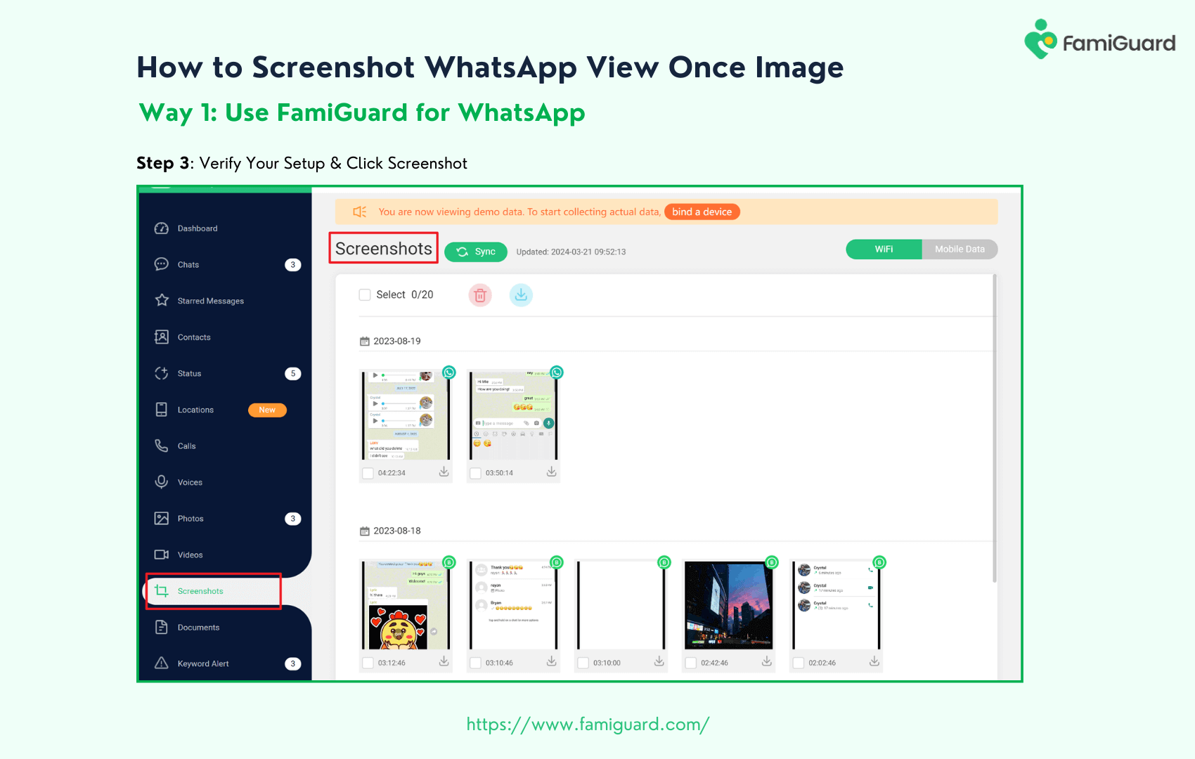 How to Take Screenshots on FamiGuard for WhatsApp