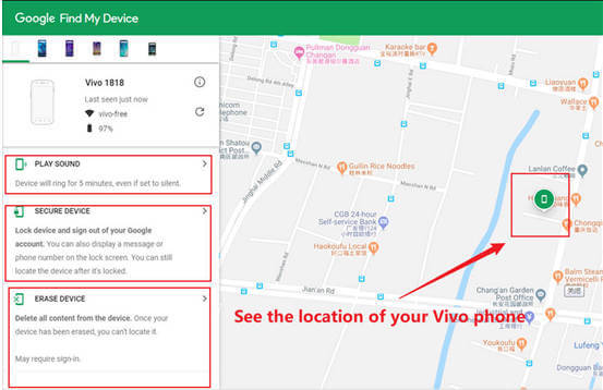 Use Find My Device on Google play to find your vivo phone