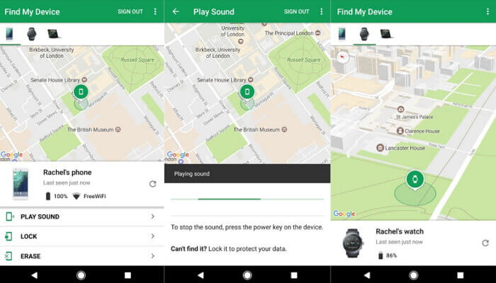how to use find my device app