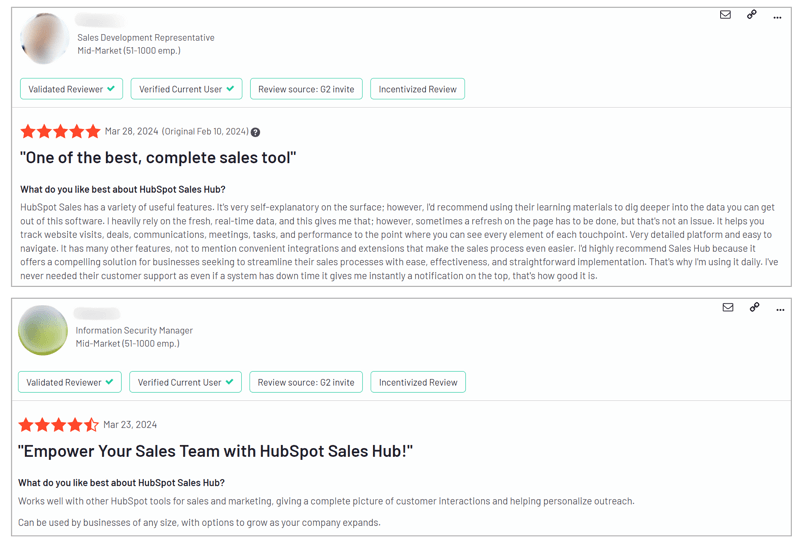 HubSpot Sales Hub User Reviews