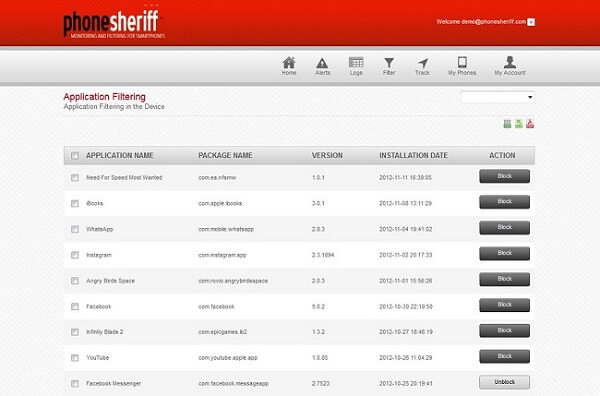 phonesheriff dashboard