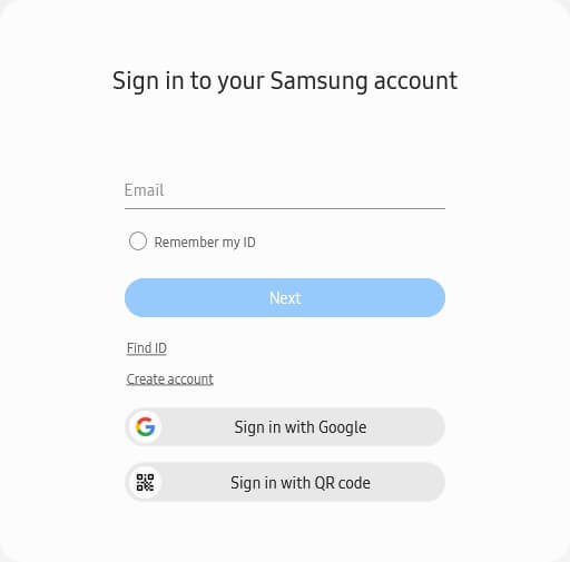 sign in to your samsung account