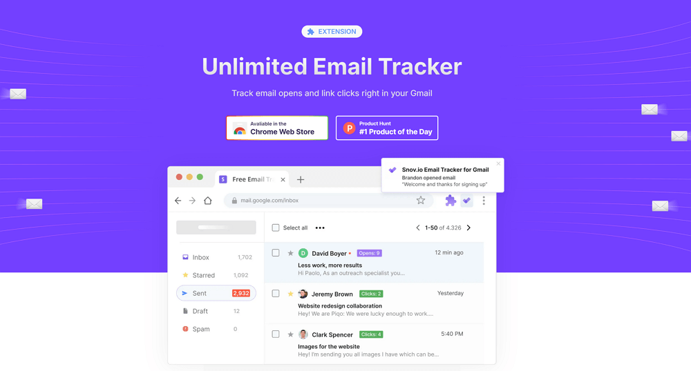 Snovio Email Tracker Website
