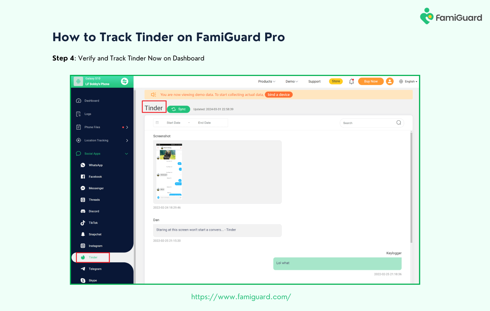 monitor tinder in famiguard pro