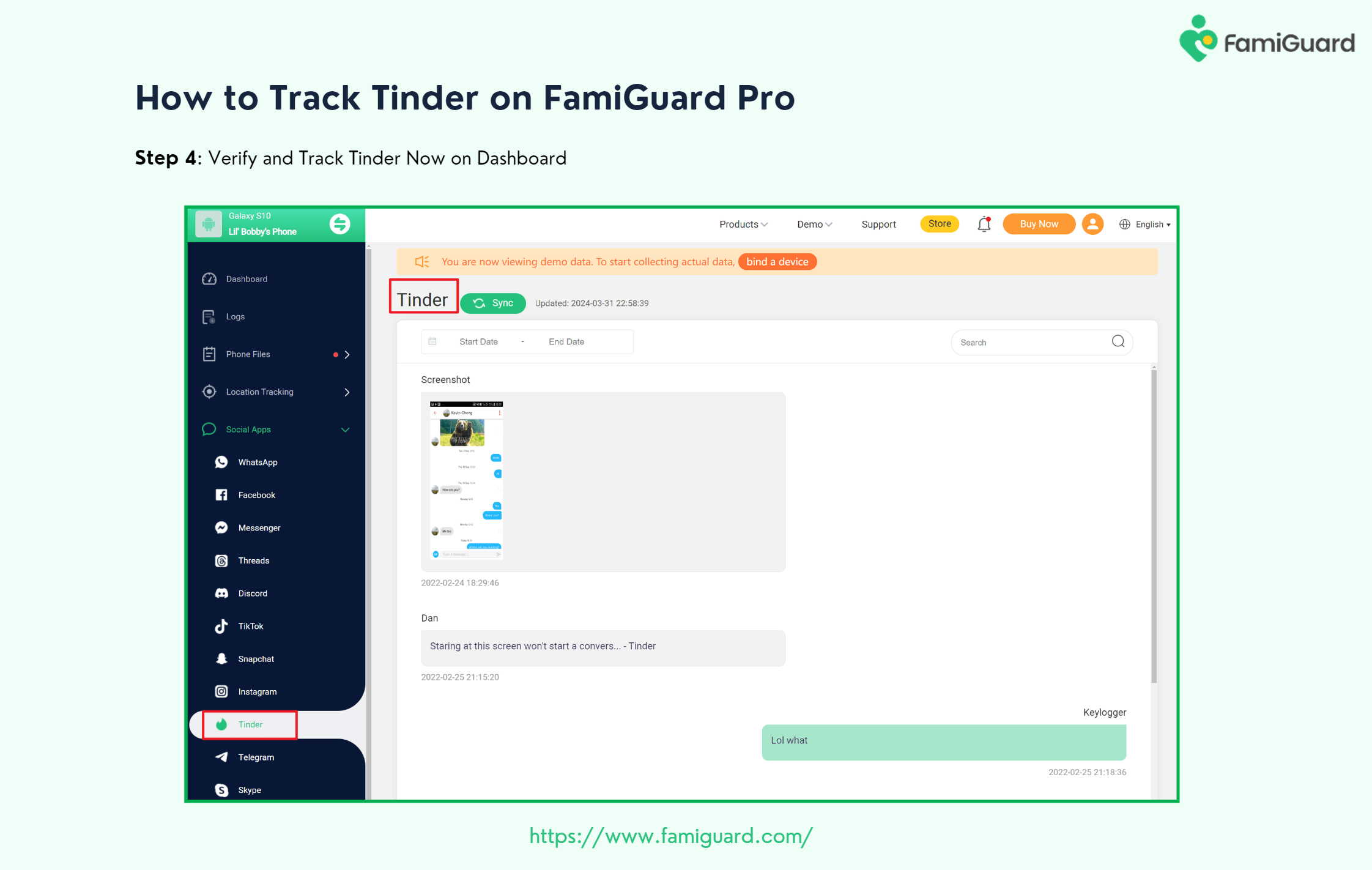 Verify and Track Tinder on FamiGuard Pro