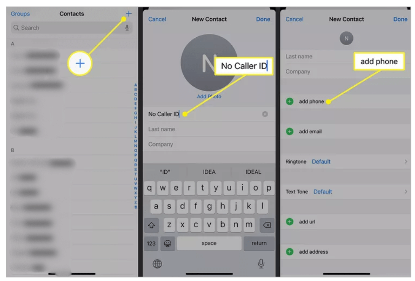 Add No Caller ID in Your iPhone Contacts