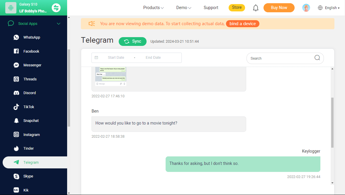 monitor telegram in famiguard pro