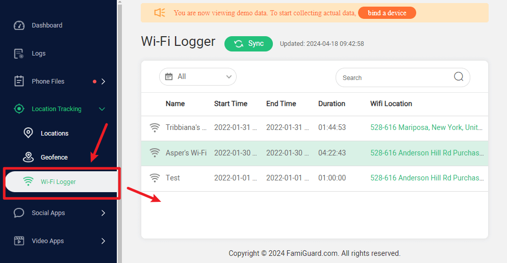 check wifi connections on famiguard pro