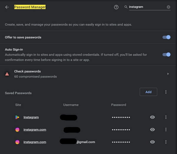 chrome-instagram-password