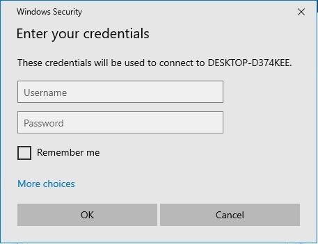 click connect and enter credentails