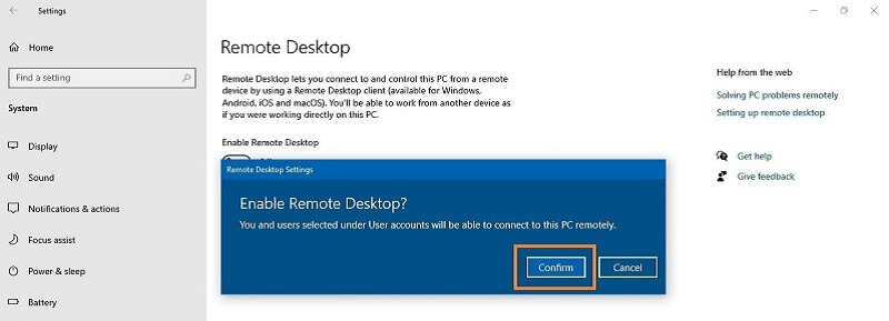 enable remote desktop