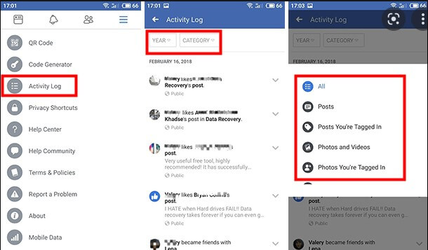 facebook activity viewer