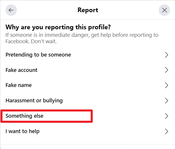 facebook report page