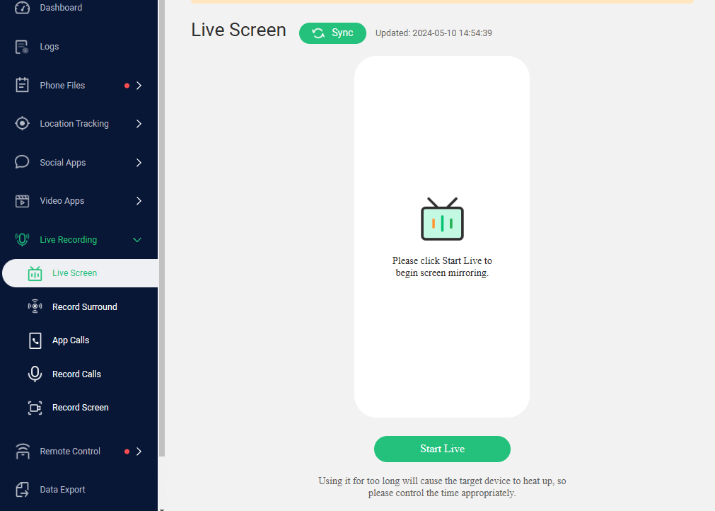 view live screen with famiguard pro