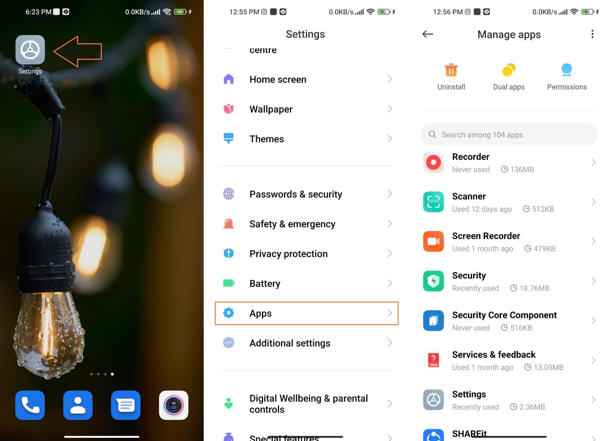 find hidden apps in setting on android