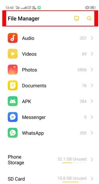 find private photos in realme with file manager app