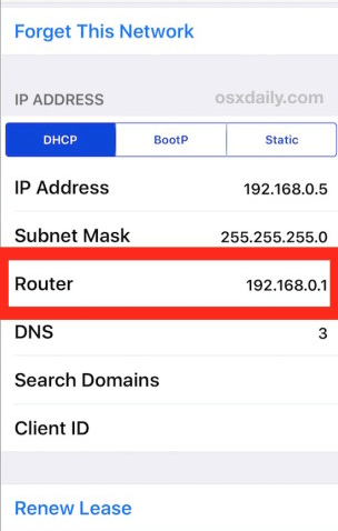 iphone ip address finding