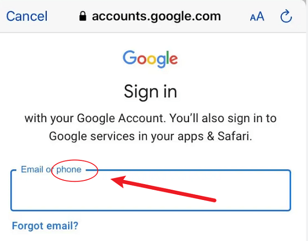 log into gmail account with your phone number