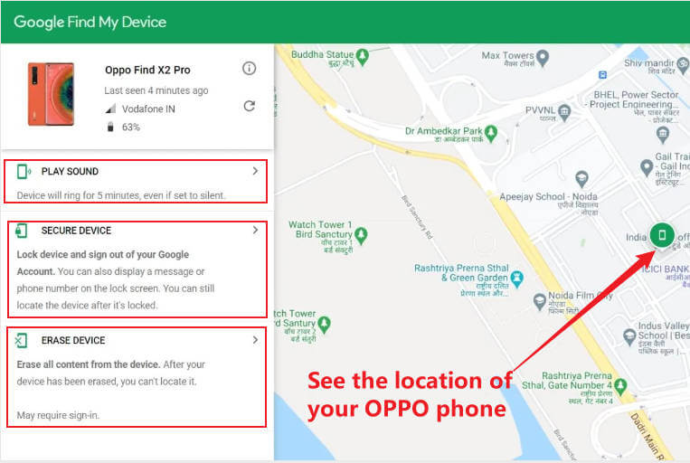 find my lost oppo device