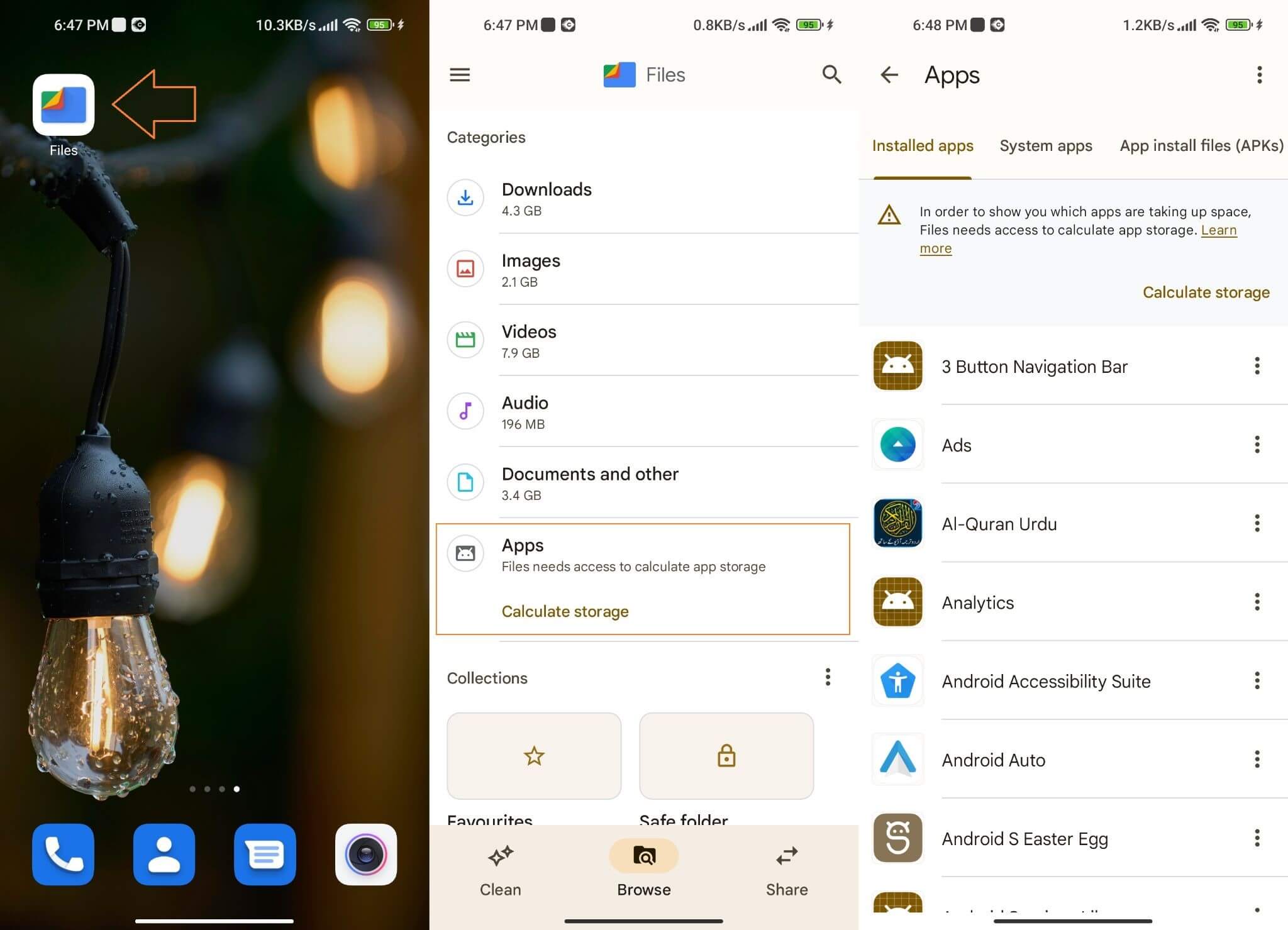 see hidden apps with android files