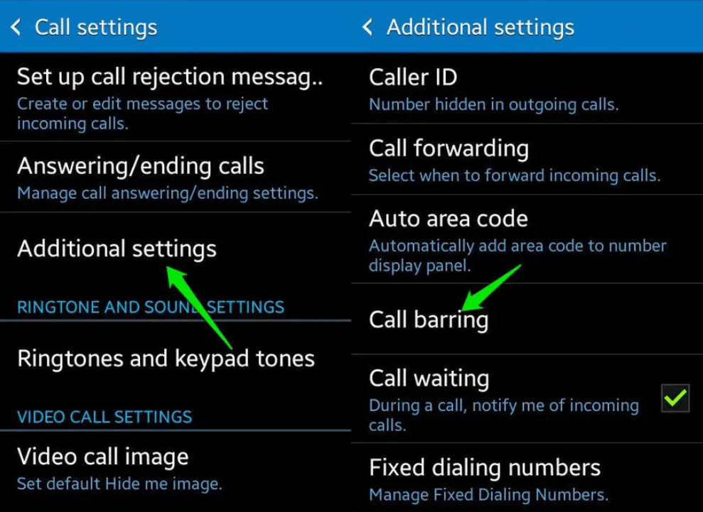 set android call barring