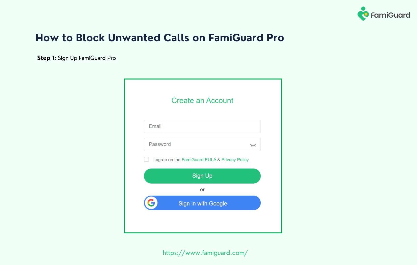 Sign Up FamiGuard Pro