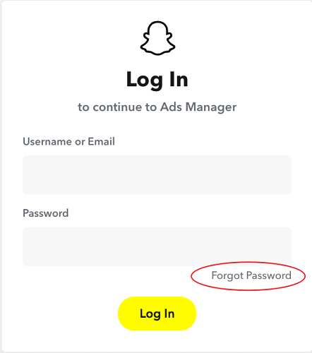 snapchat forget password