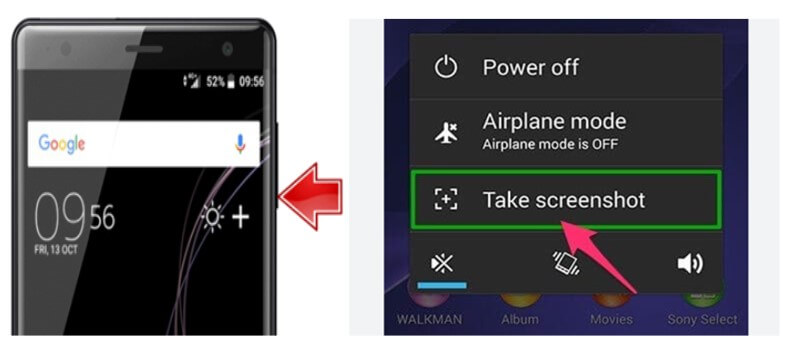 take screenshot with power menu