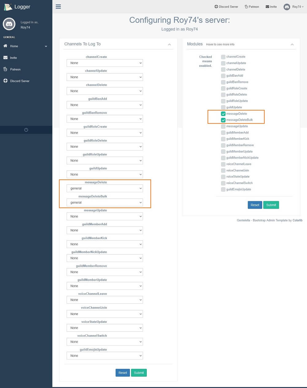 Tick Message delete and Message deletd bulk