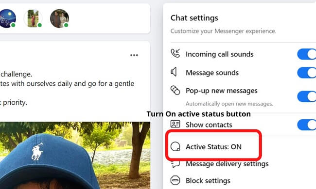 turn on active status button