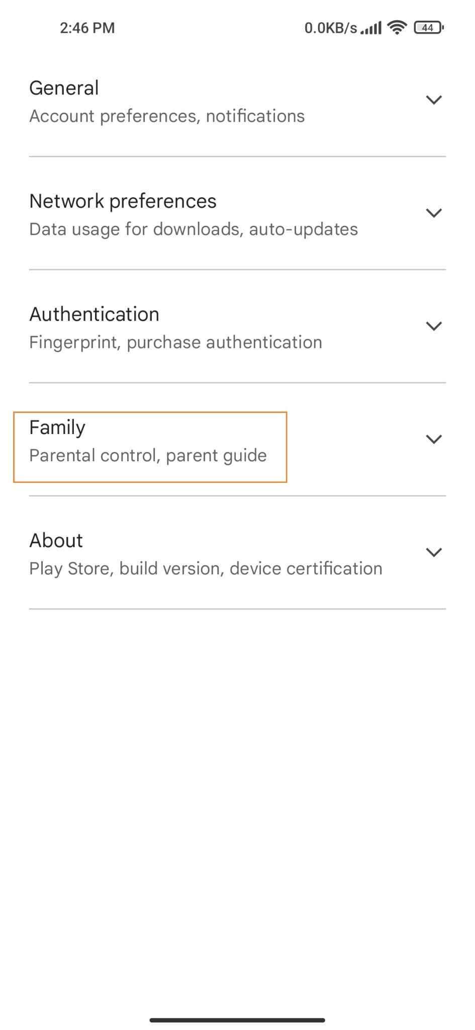 turn on parental controls on google play store app