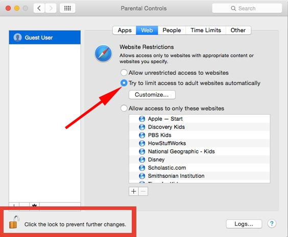 lock to prevent furter changes on mac