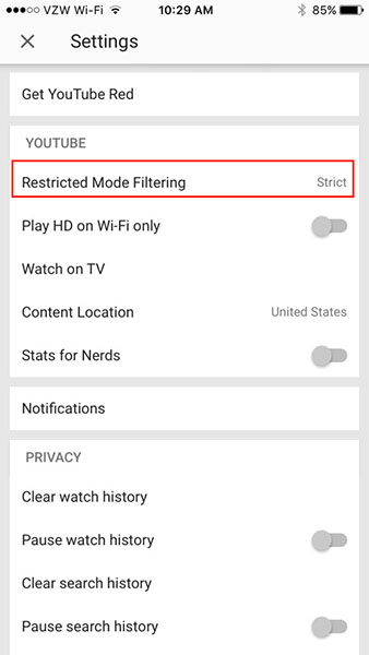 enable youtube safety mode