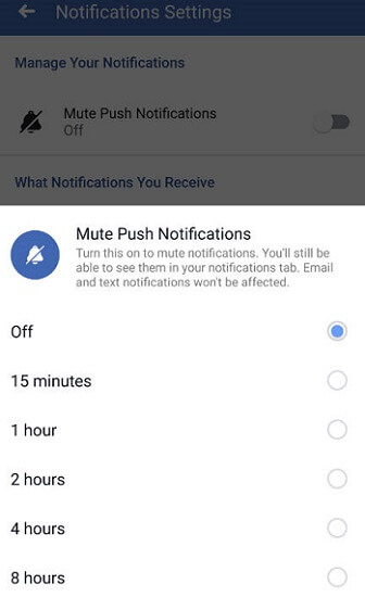 mute facebook notifications