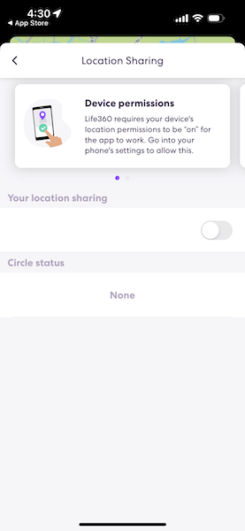 turn off the location sharing feature