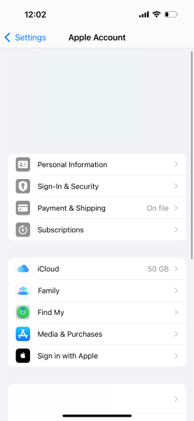 access settings on your icloud