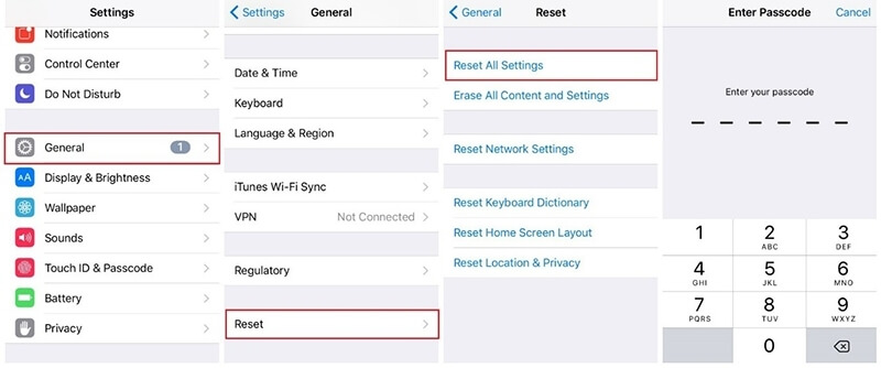 reset all settings on the
    iPhone