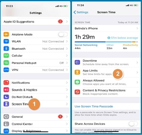 enable screen time on iphone