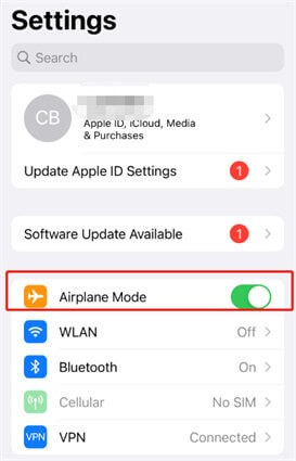 airplane mode in setting