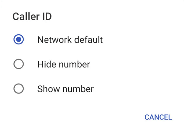 set caller id in settings