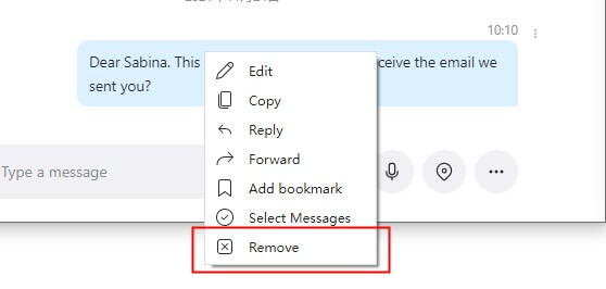 click remove
