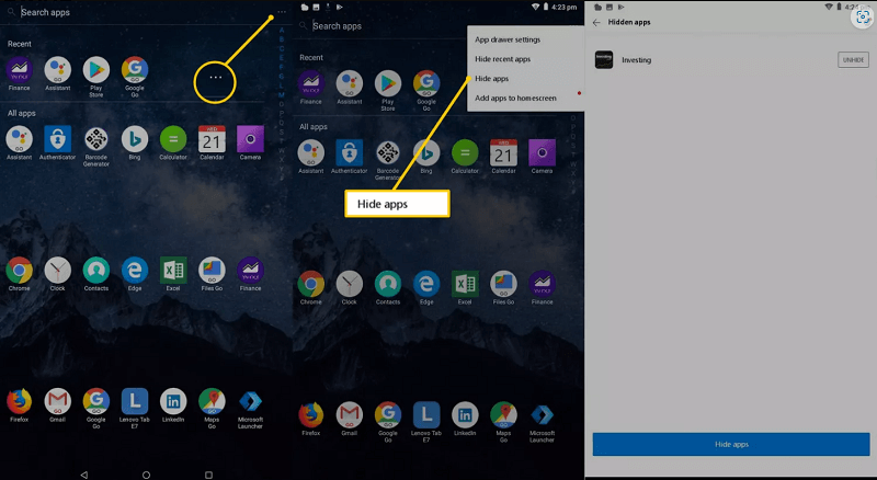 hidden apps in drawer