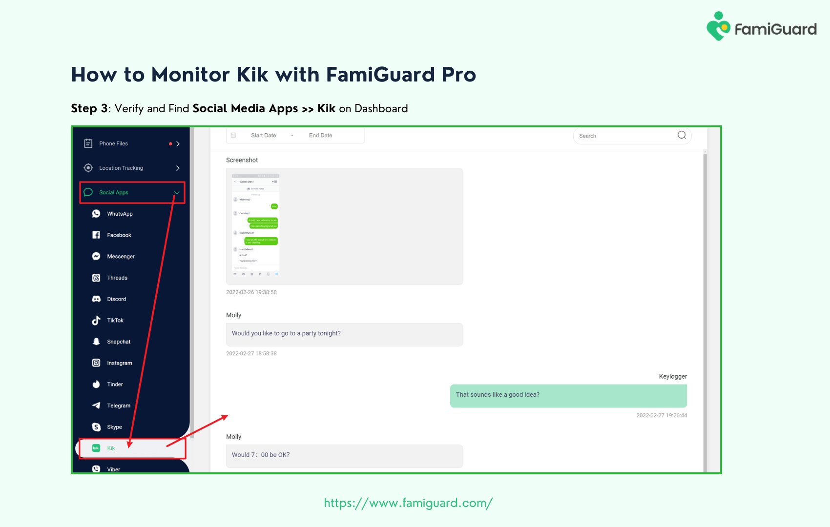 famiguard pro monitor kik